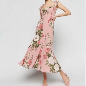 REFORMATION Nadira dress in rose garden pink floral size0 nikita